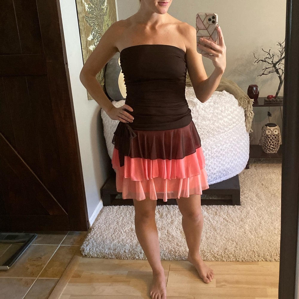 Brown and Pink layered dress
